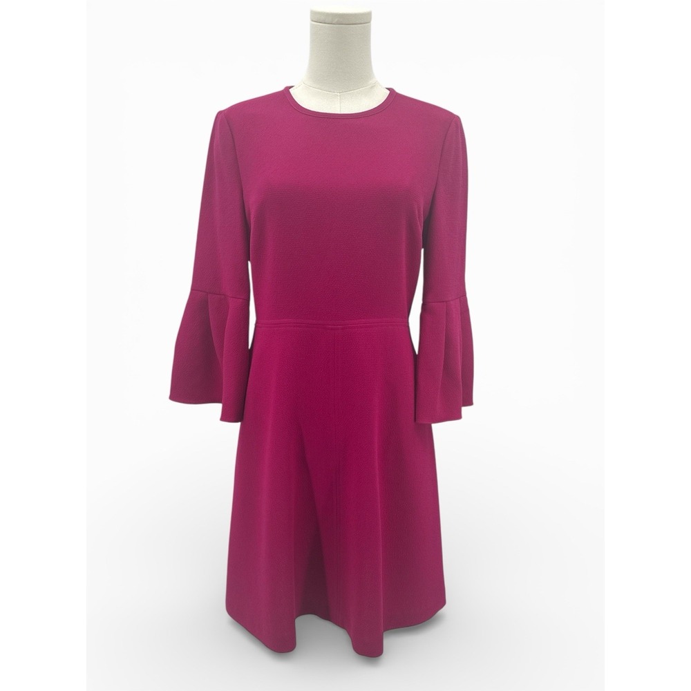 Eliza J Pink Fit‎ & Flare Dress Bell Sleeve Lined Cocktail Party Womens S